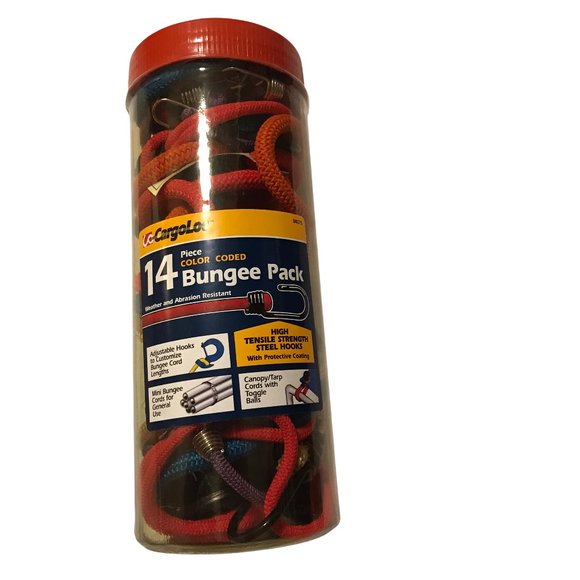 New Bungee Cords, Pack of 14 in Container, CARGOLOC, Color Coded Set - Picture 1 of 4